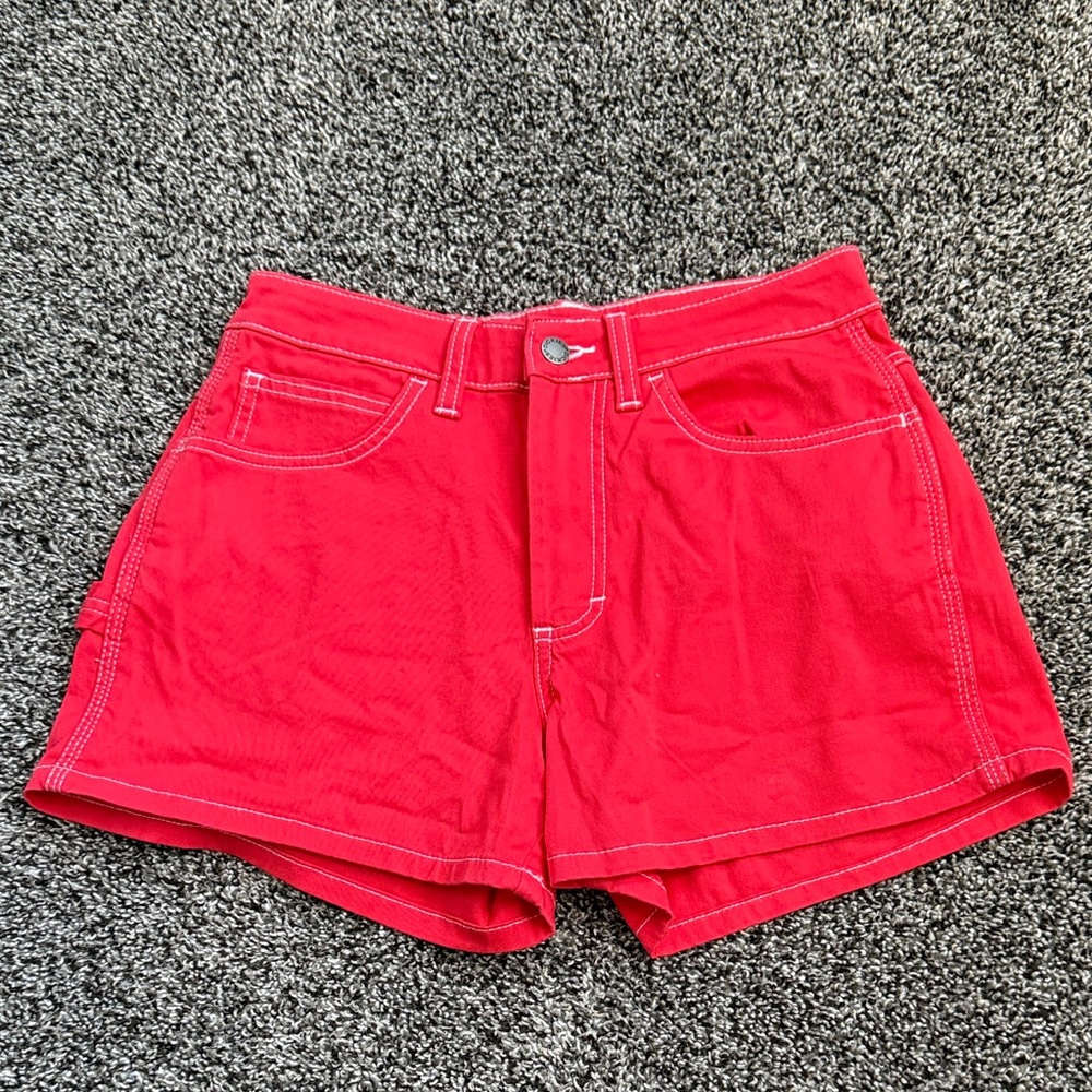 Womens red DICKIES denim shorts